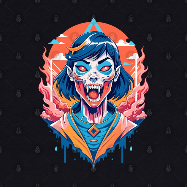 Pop Art japanese horror kuchisake onna by Ravenglow